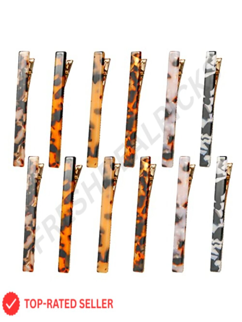 12 Pc Acetate Duckbill Hair Clips Leopard Tortoise Shell Barrettes